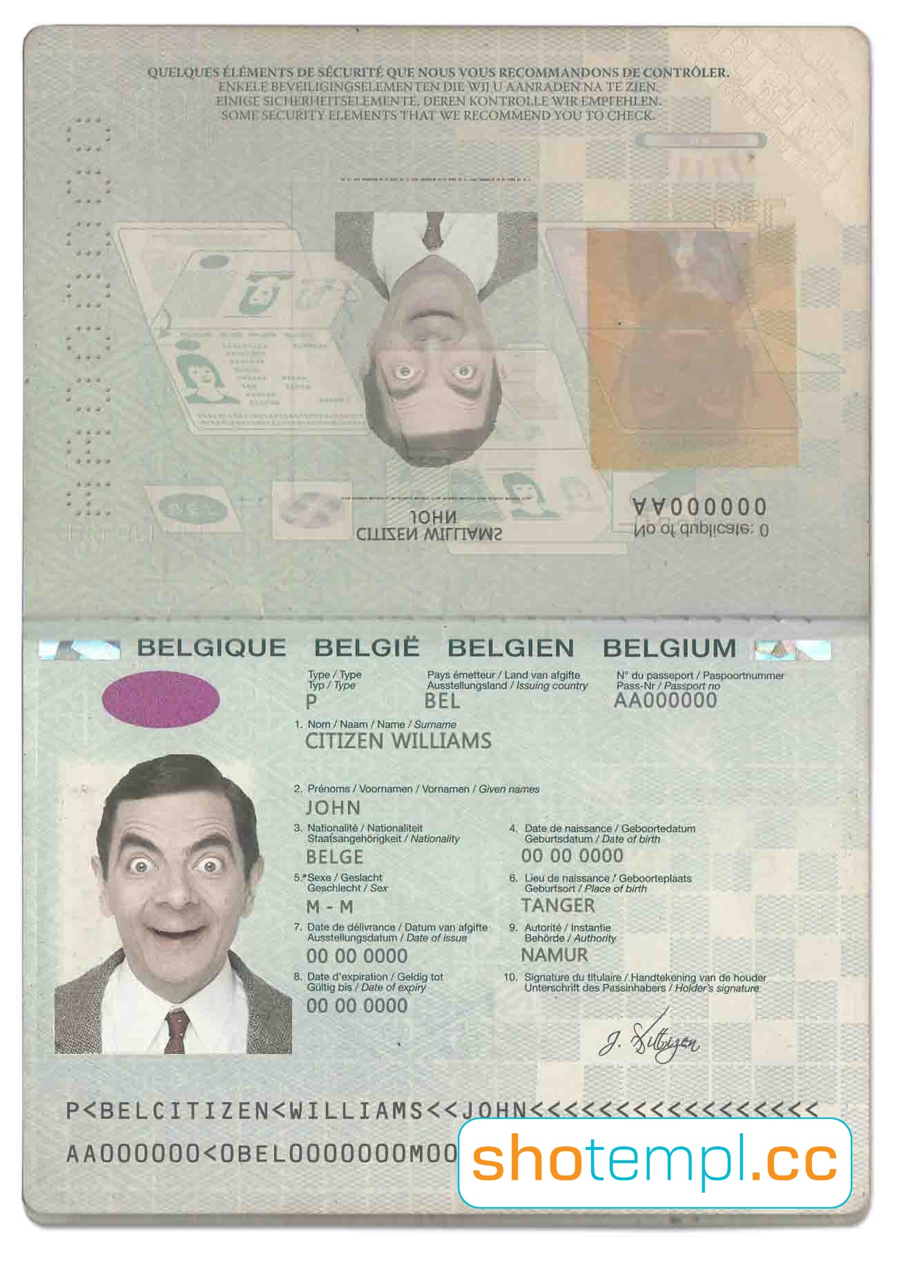 Belgium Passport PSD Template V2